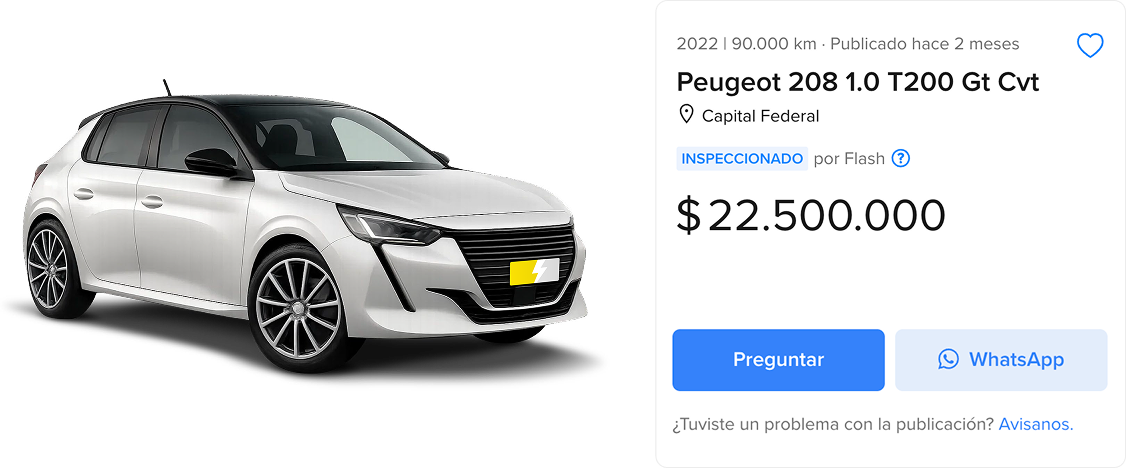 Publicación inspeccionada en Mercado Libre